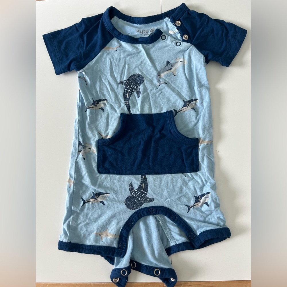 Kyte Baby Blue Shark Shortall 6-12